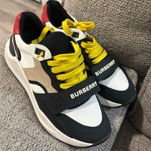 Burberry Men's Black, White, Red, and Yellow Sneakers